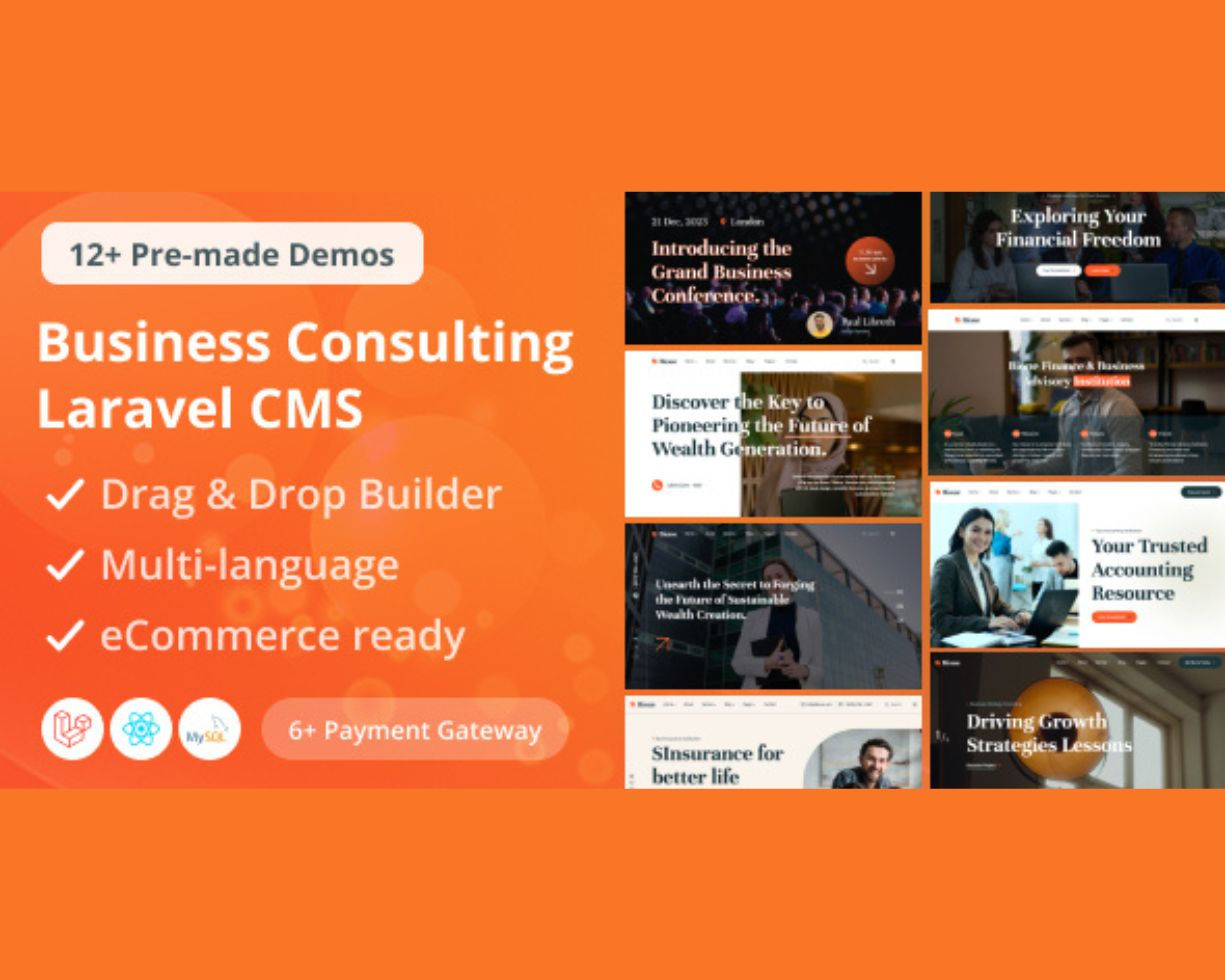 Bione - Business Consulting Laravel CMS With Live Page Builder all versions available