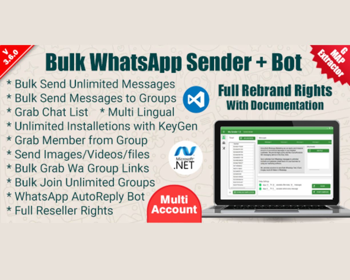WaSender Bulk WhatsApp Sender + Group Sender + WhatsApp Auto Reply Bot (V3.6.0)
